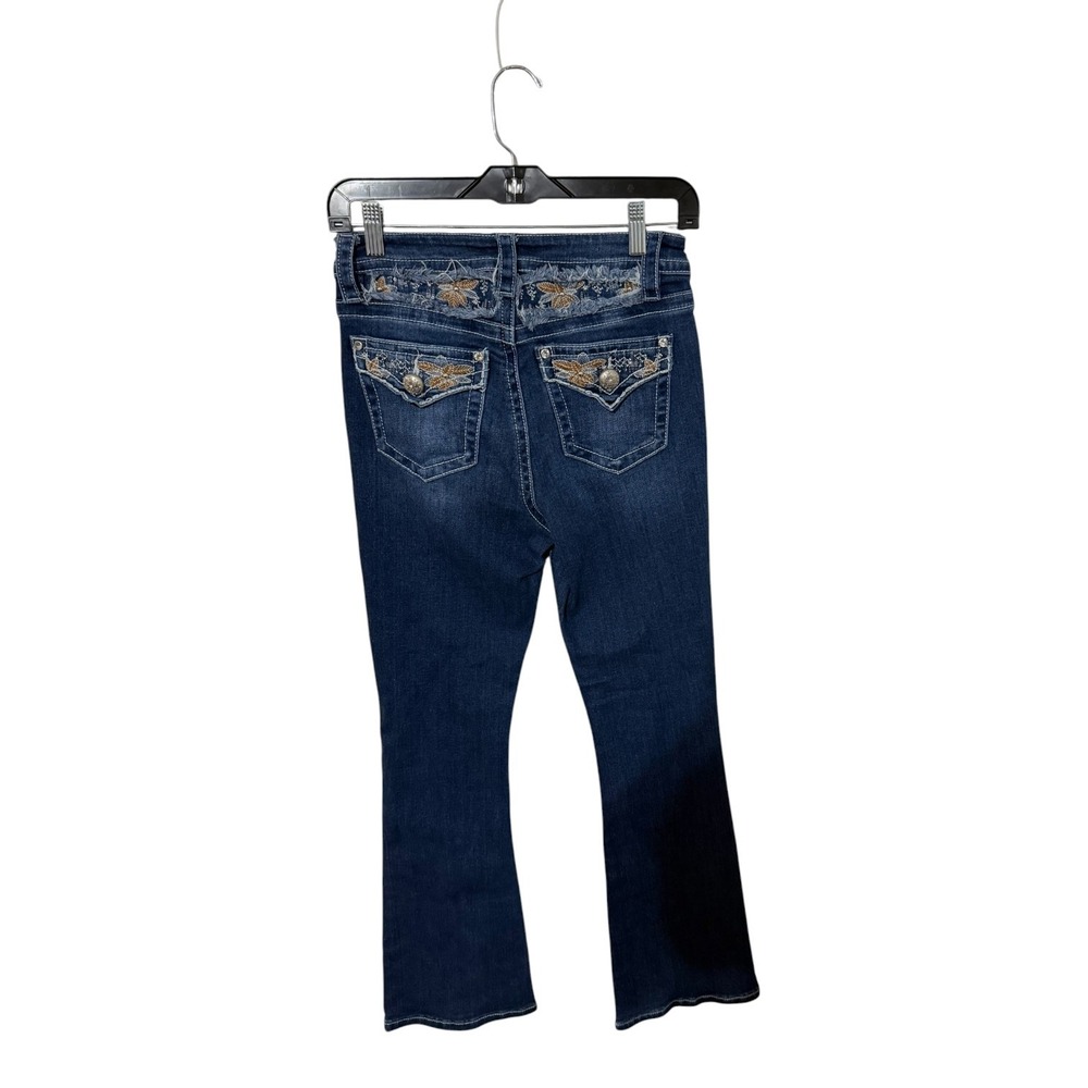 Fire & Rain Womens Dark Wash Floral Embroidered Bootcut Jeans QQ-9086 Size 5 - Picture 2 of 6